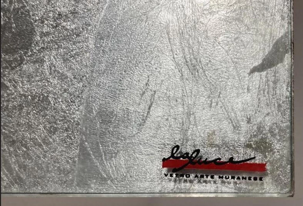 Lampada a sospensione in vetro di Murano e metallo di La Luce, anni '90 10