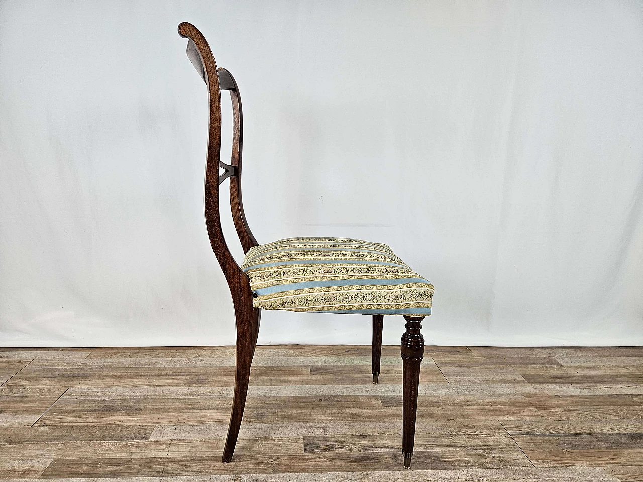 Walnut chair with upholstered seat in English-style, 1960s 2