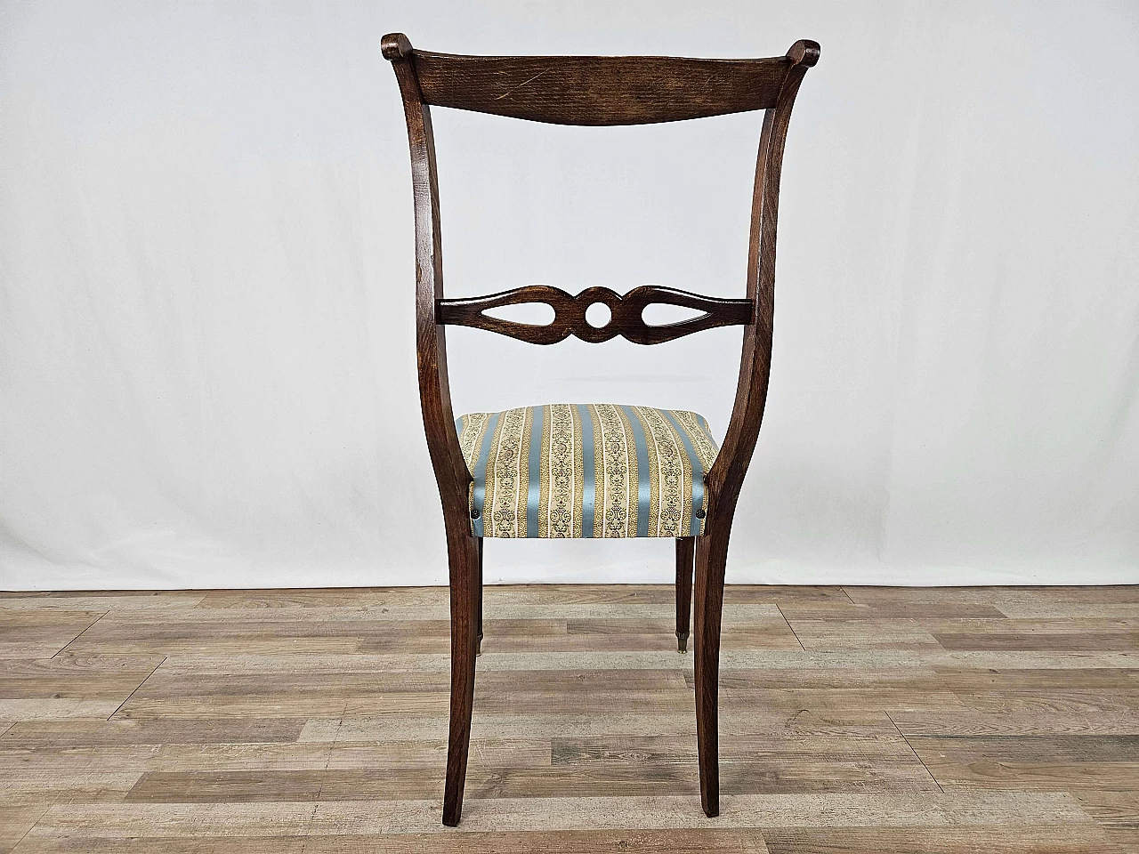 Walnut chair with upholstered seat in English-style, 1960s 3