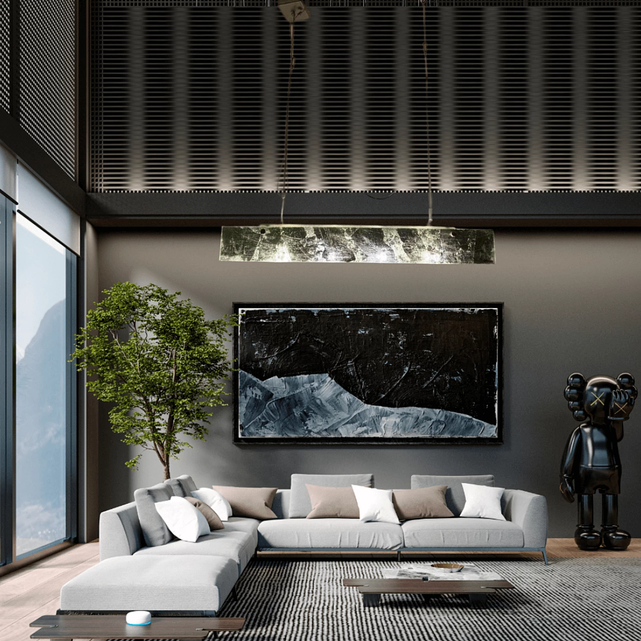 Lampada a sospensione in vetro di Murano e metallo di La Luce, anni '90 12