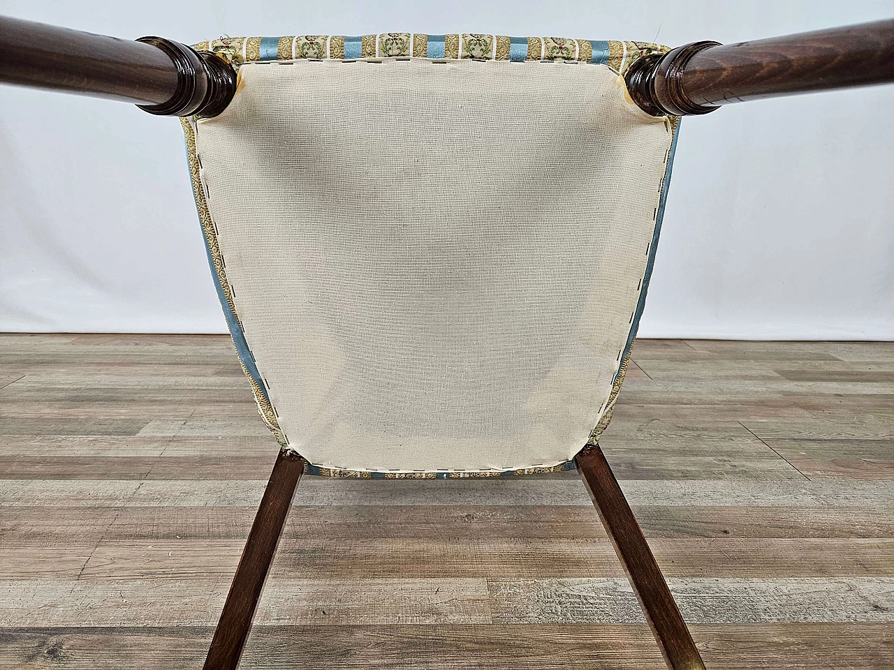 Walnut chair with upholstered seat in English-style, 1960s 13