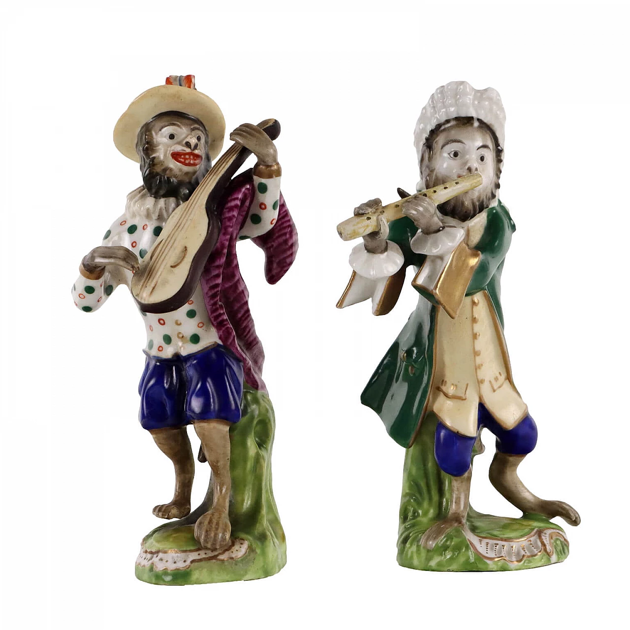 Pair of porcelain orchestral monkeys, late 19th century 1