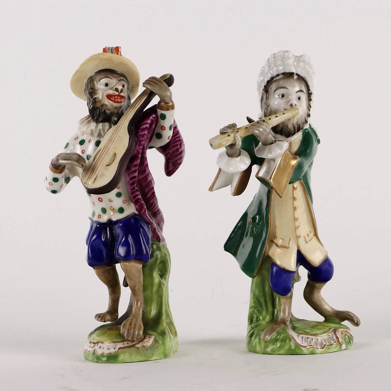 Pair of porcelain orchestral monkeys, late 19th century 2