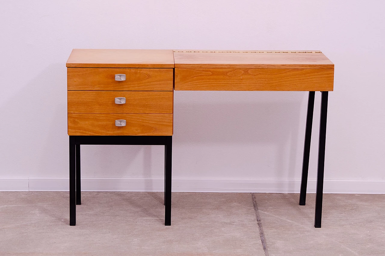 Ash, maple and plywood dressing table with iron legs by ÚP Závody, 1970s 2
