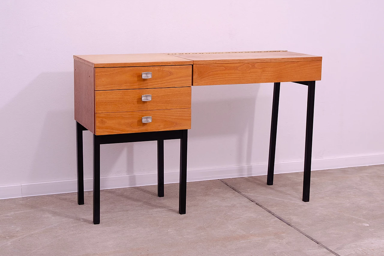 Ash, maple and plywood dressing table with iron legs by ÚP Závody, 1970s 3