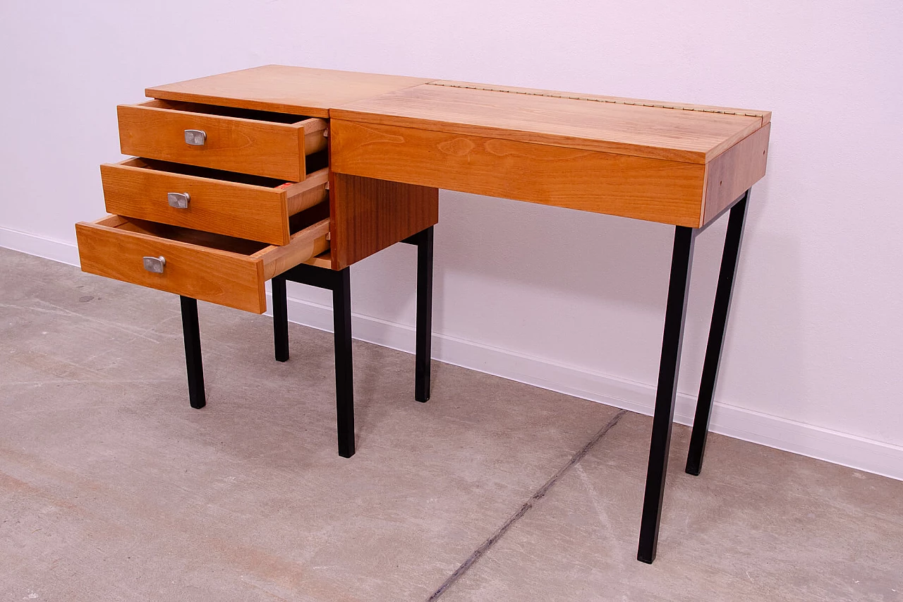 Ash, maple and plywood dressing table with iron legs by ÚP Závody, 1970s 7