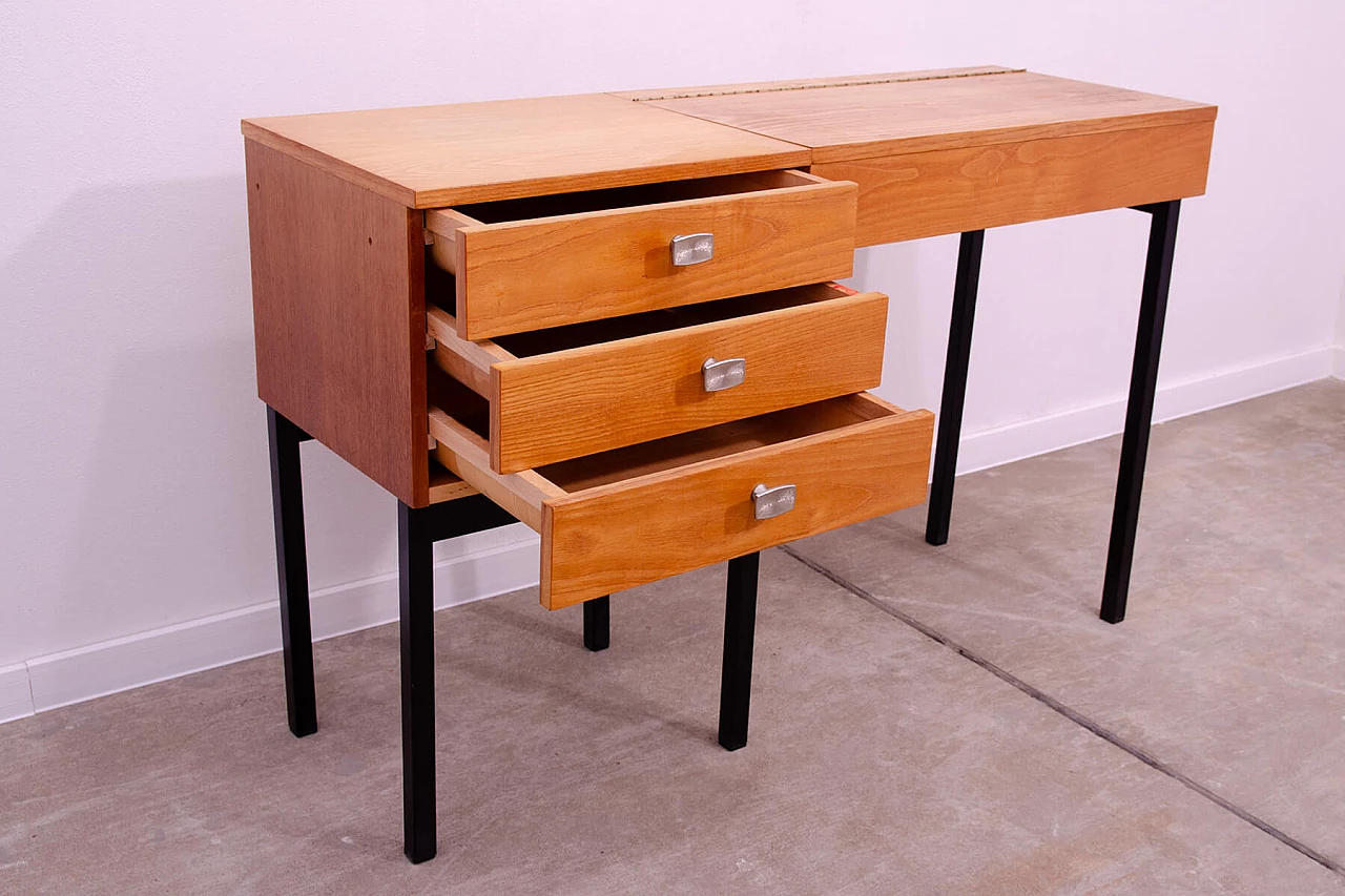 Ash, maple and plywood dressing table with iron legs by ÚP Závody, 1970s 8