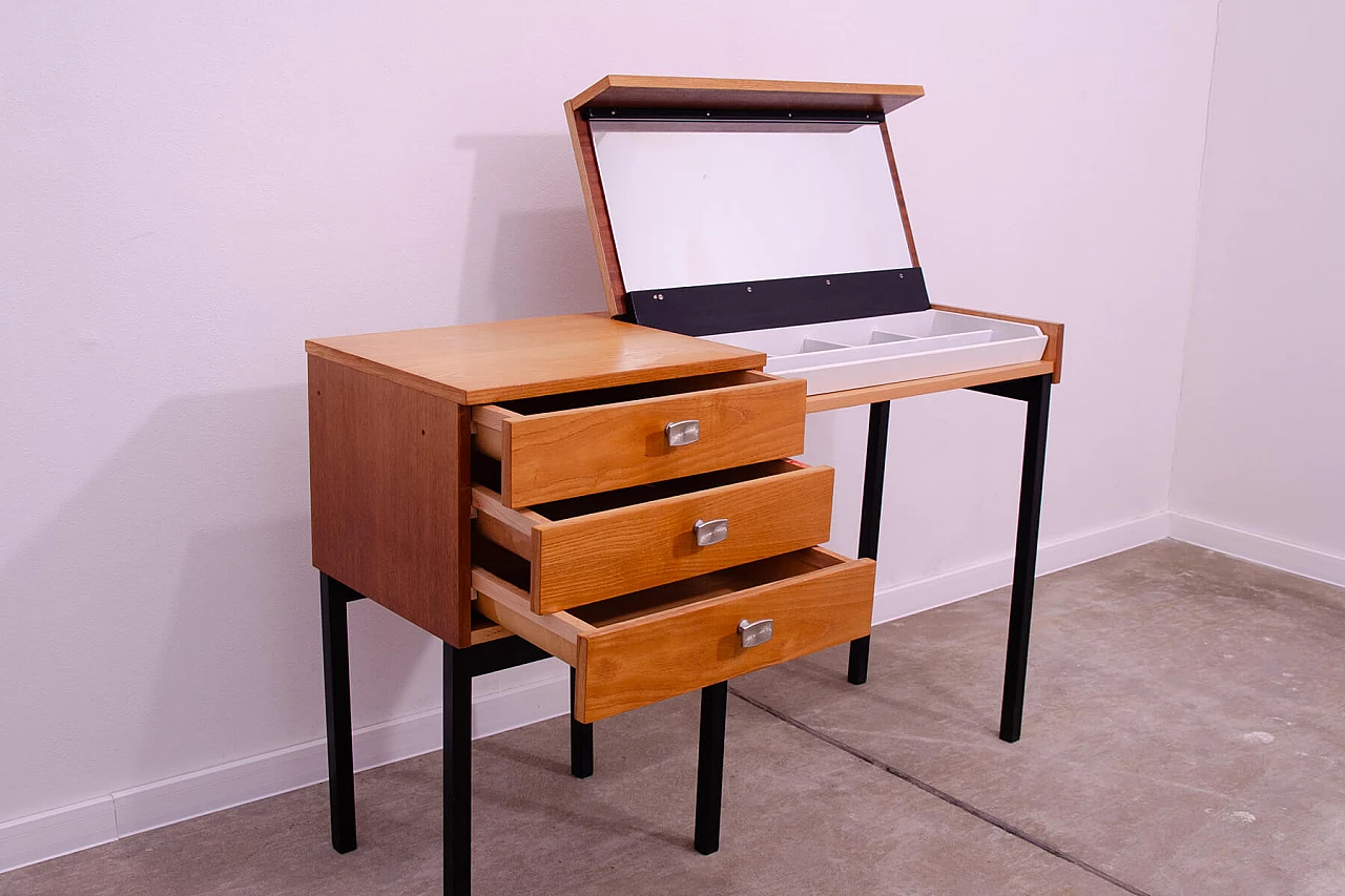 Ash, maple and plywood dressing table with iron legs by ÚP Závody, 1970s 9