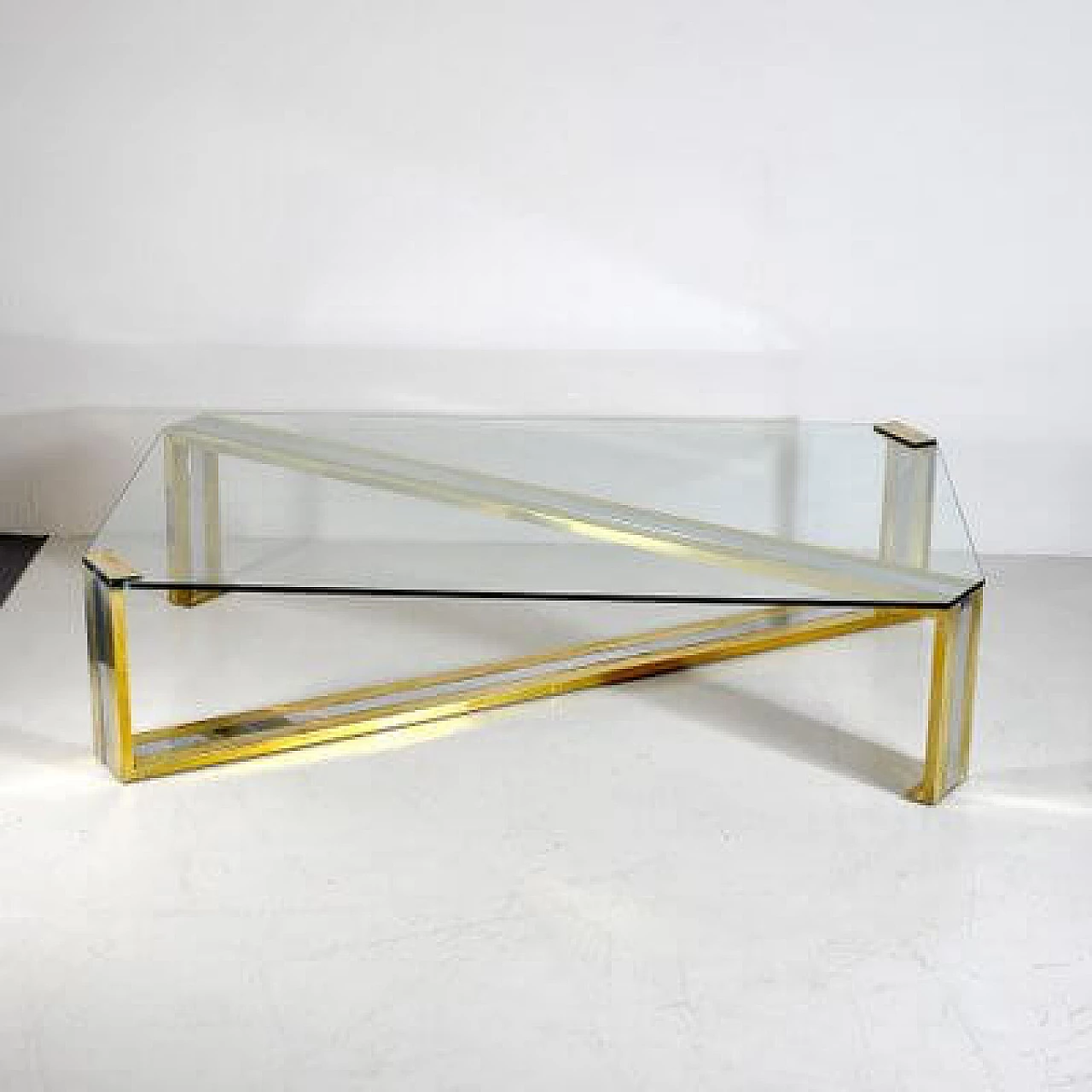 Steel, brass and glass coffee table, 1970s 1