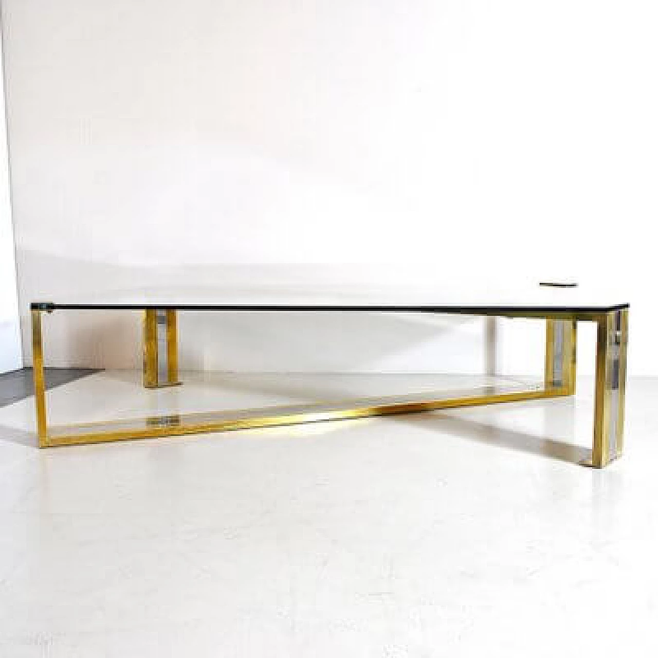 Steel, brass and glass coffee table, 1970s 8