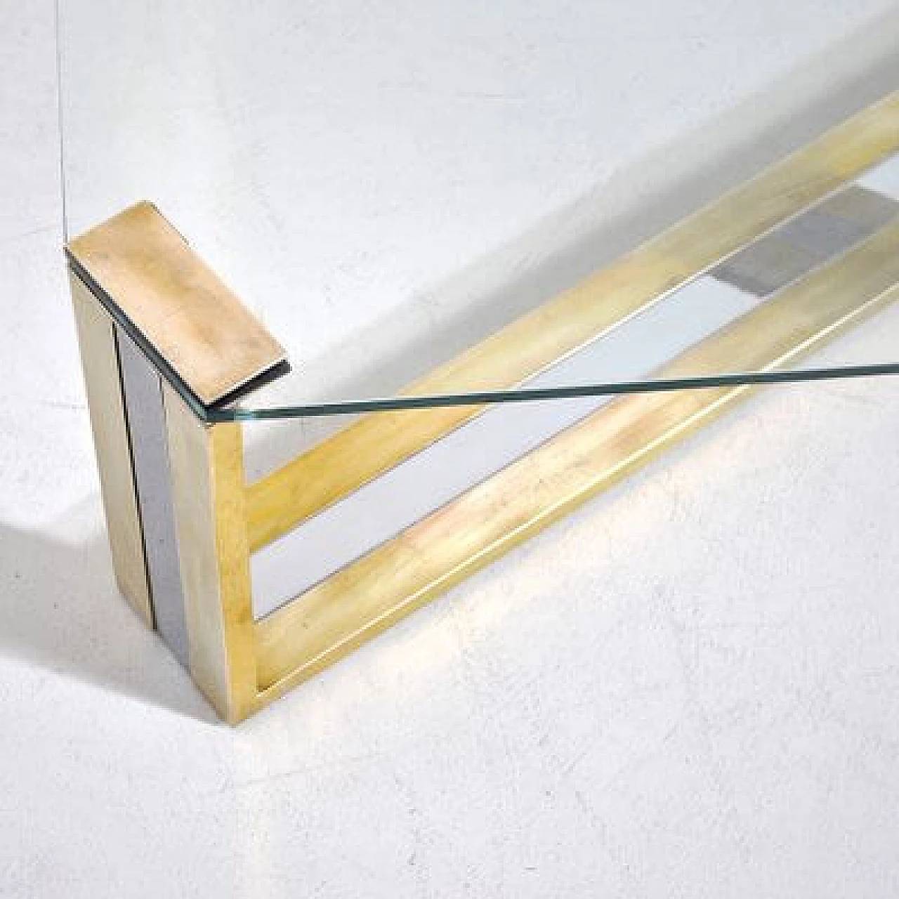 Steel, brass and glass coffee table, 1970s 10