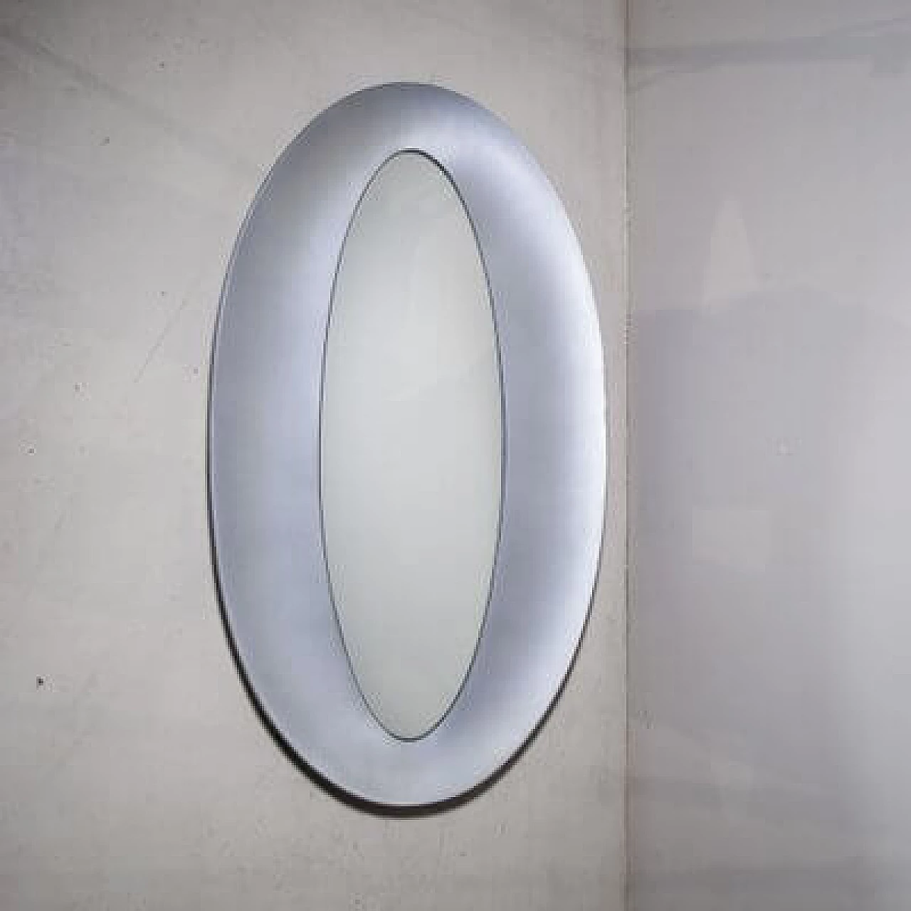 Oval aluminum mirror by Lorenzo Burchiellaro, 1960s 1
