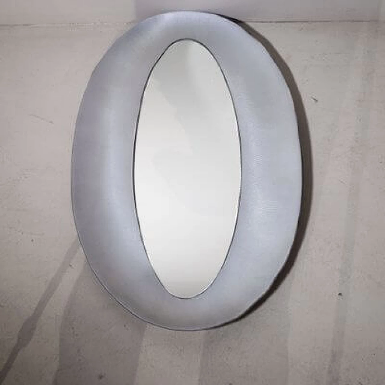 Oval aluminum mirror by Lorenzo Burchiellaro, 1960s 5