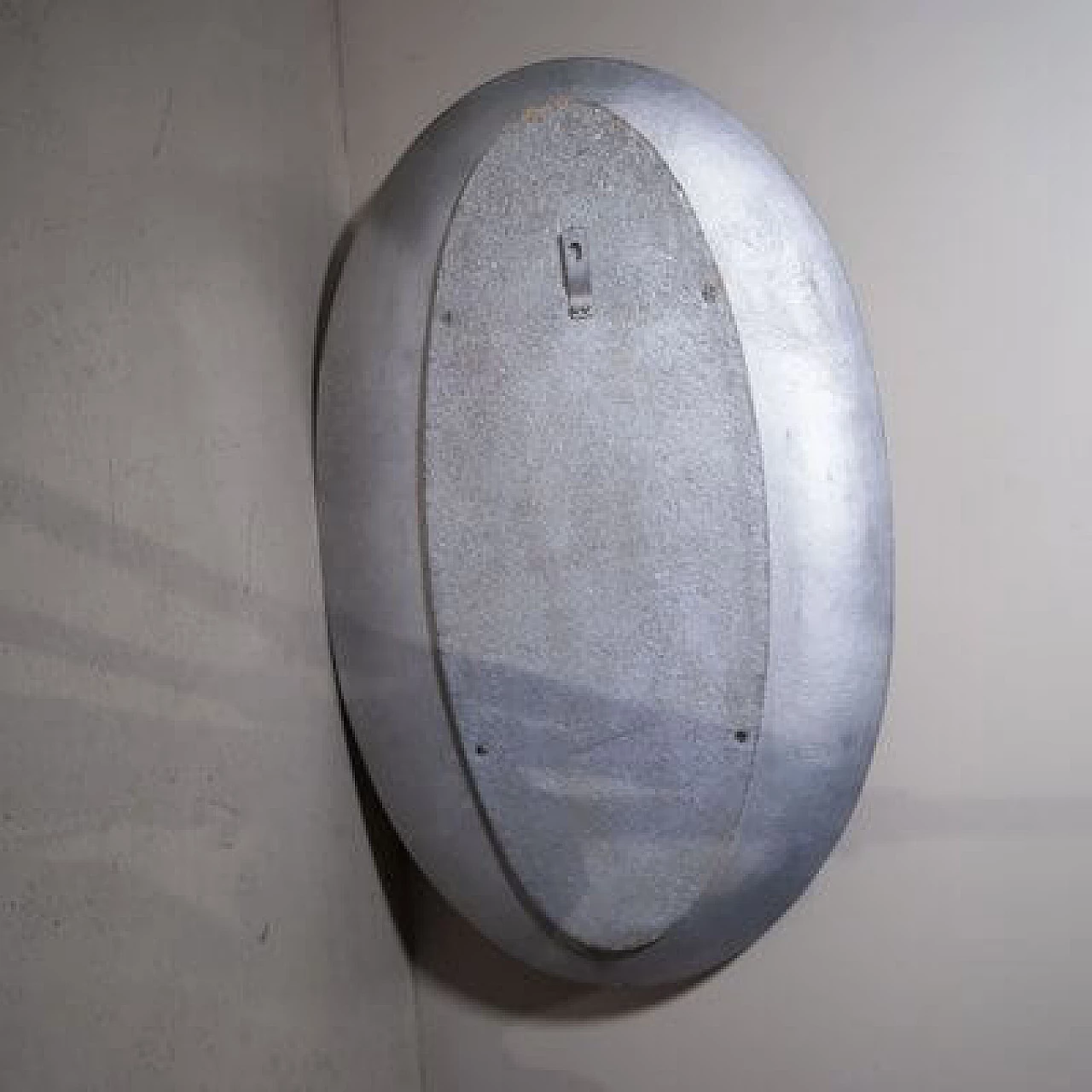 Oval aluminum mirror by Lorenzo Burchiellaro, 1960s 7