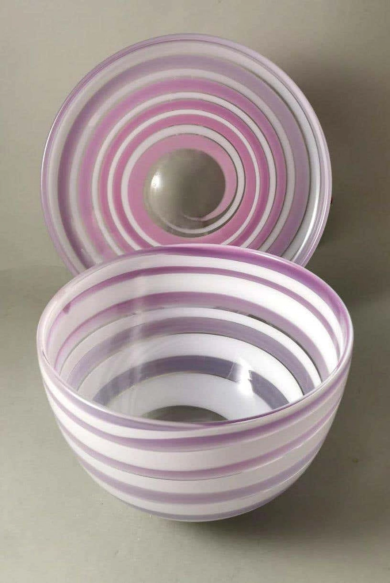 Ciotola e piatto in cristallo colorato di Orrefors Sweden, anni '90 3