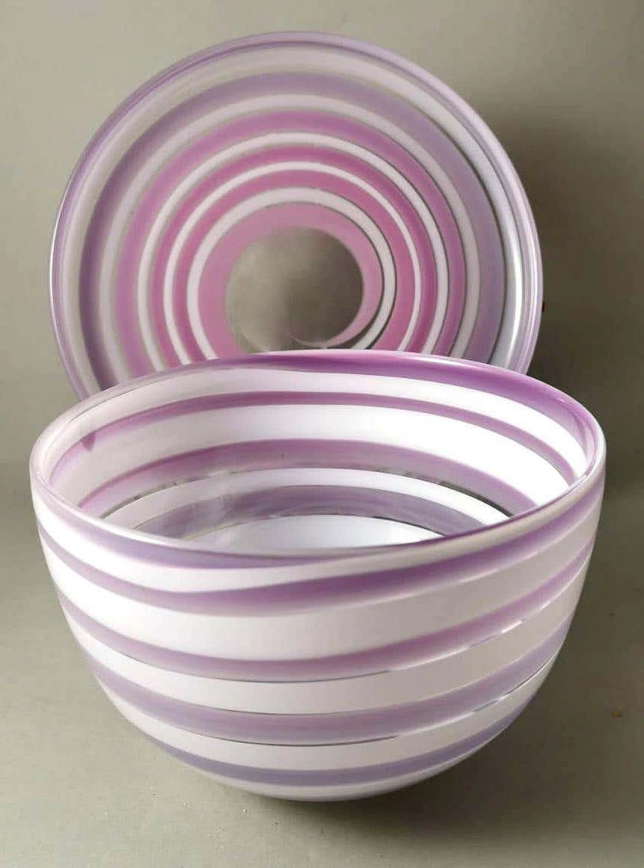 Ciotola e piatto in cristallo colorato di Orrefors Sweden, anni '90 4