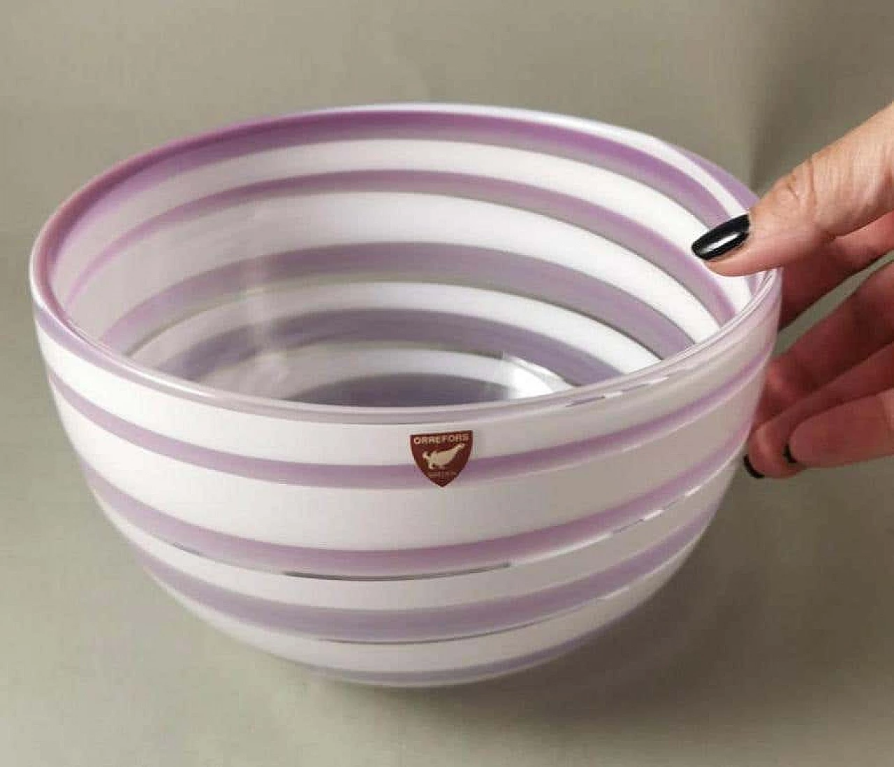 Ciotola e piatto in cristallo colorato di Orrefors Sweden, anni '90 15