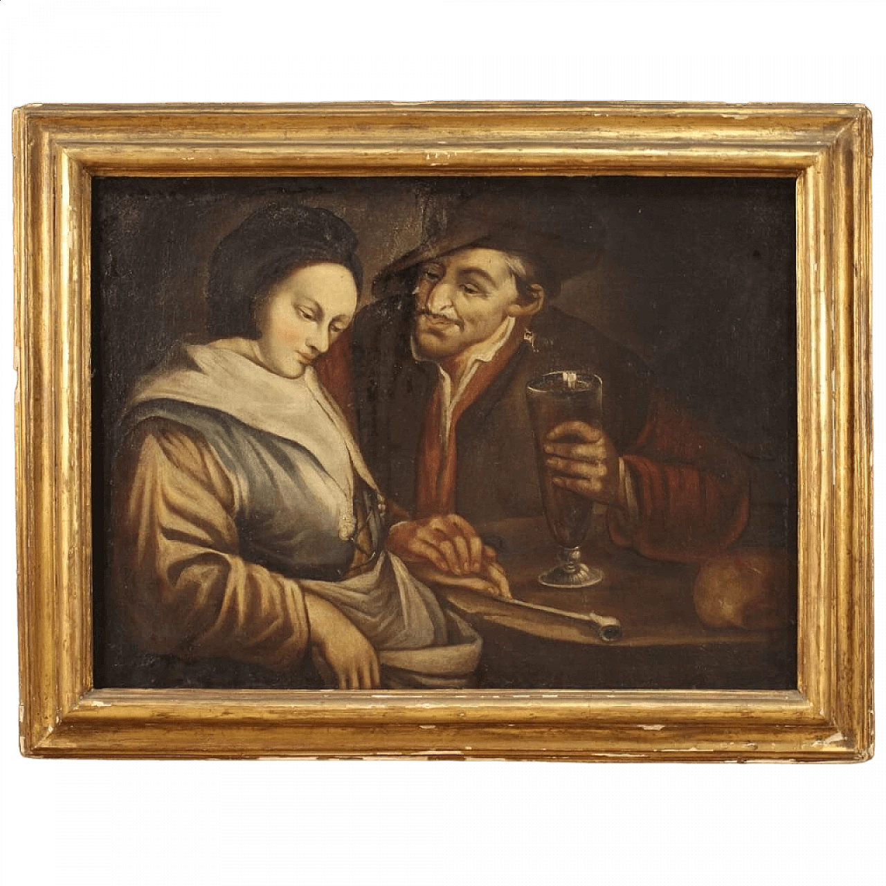 Tavern interior scene, Flemish oil painting on canvas, 18th century 16