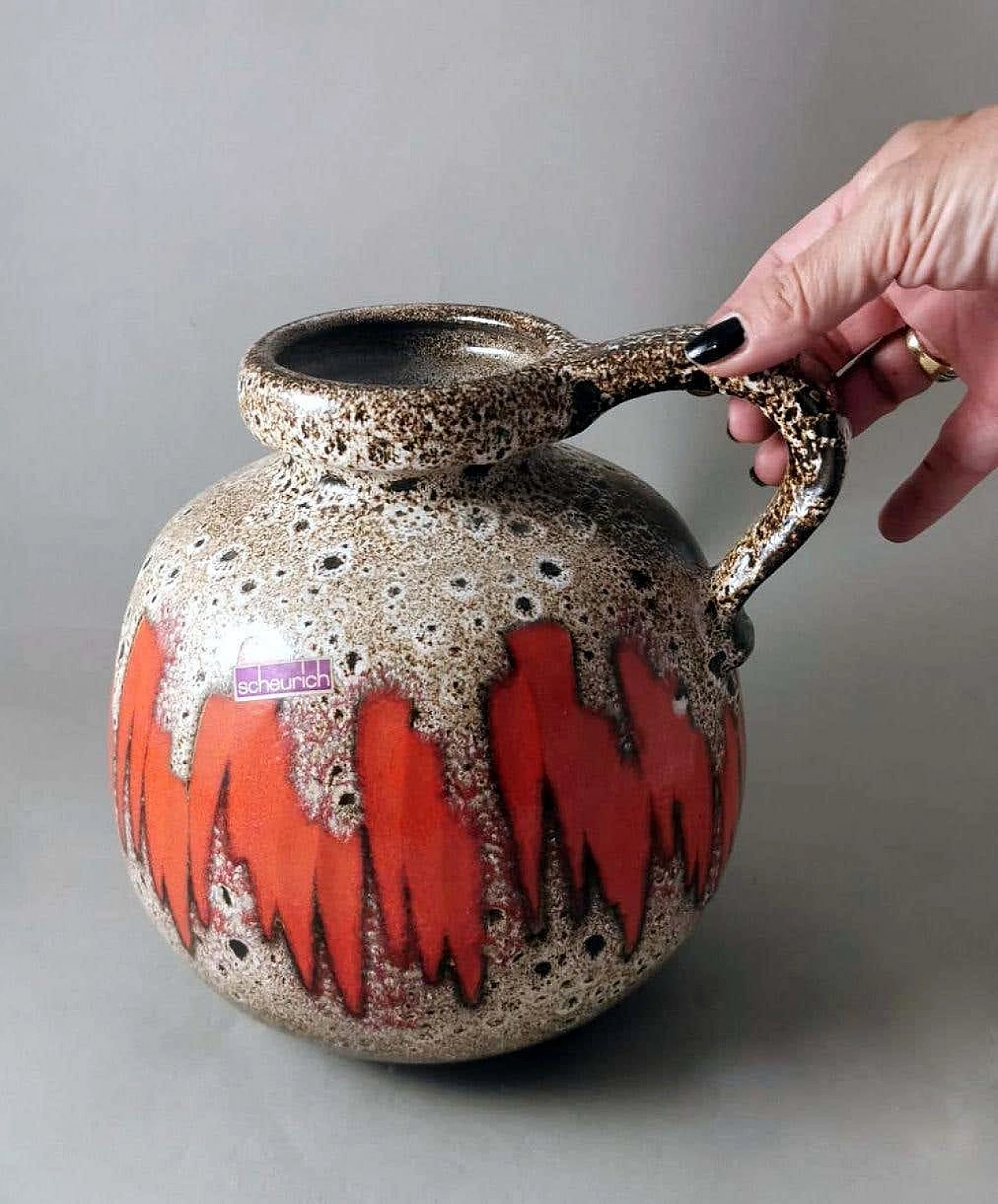 Brocca in ceramica Fat Lava colorata e smaltata di Scheurich, anni '60 18