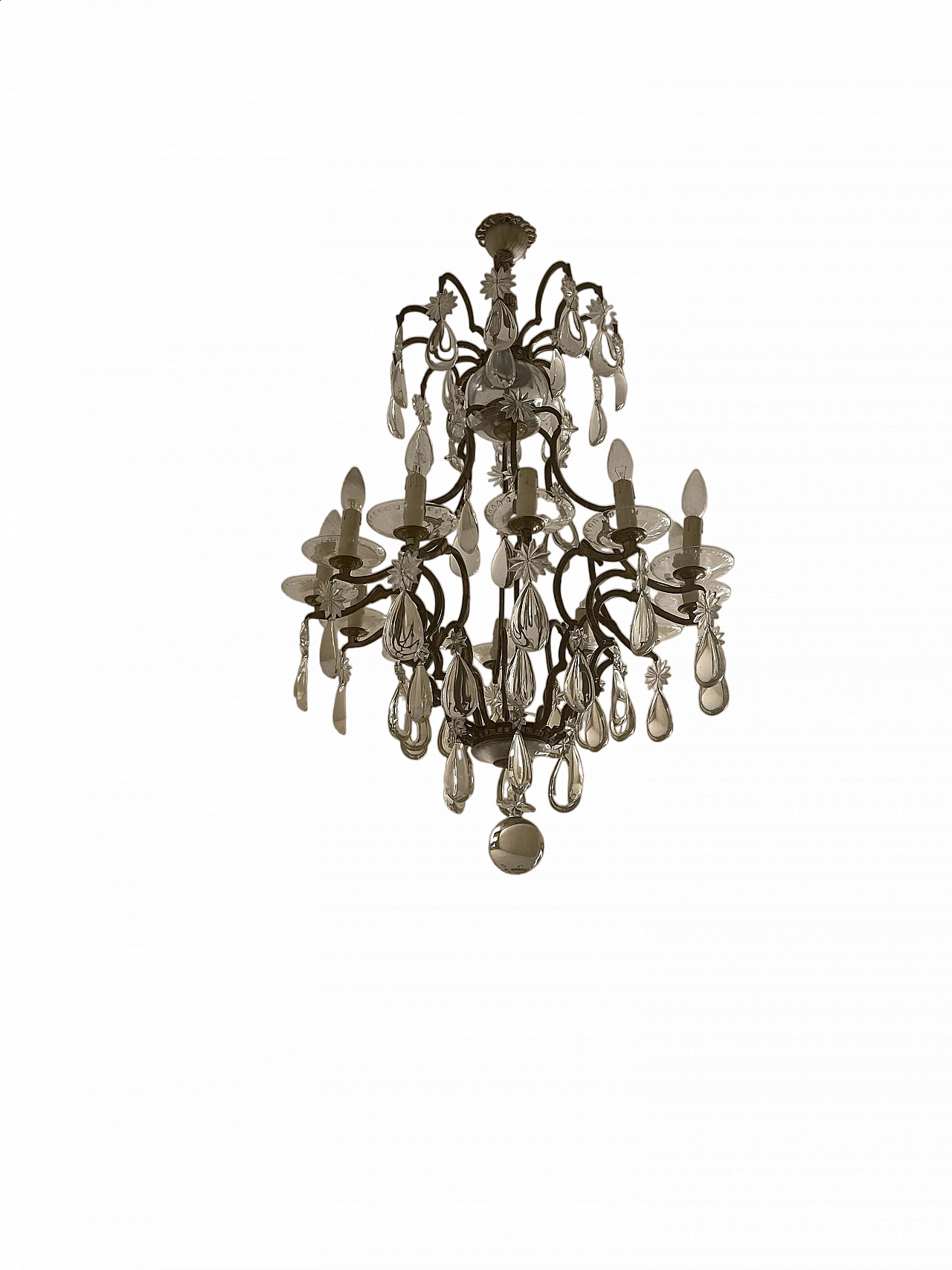 Louis XV style bronze and crystal chandelier, 1950s 4