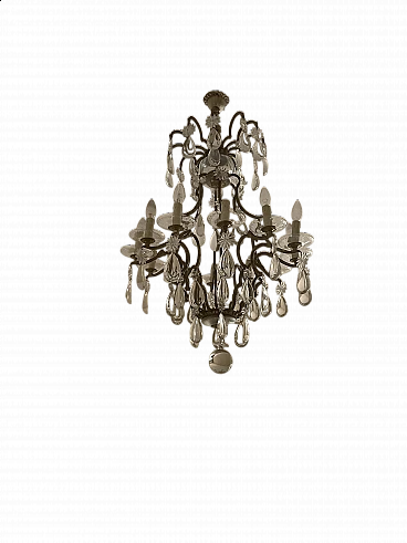 Louis XV style bronze and crystal chandelier, 1950s