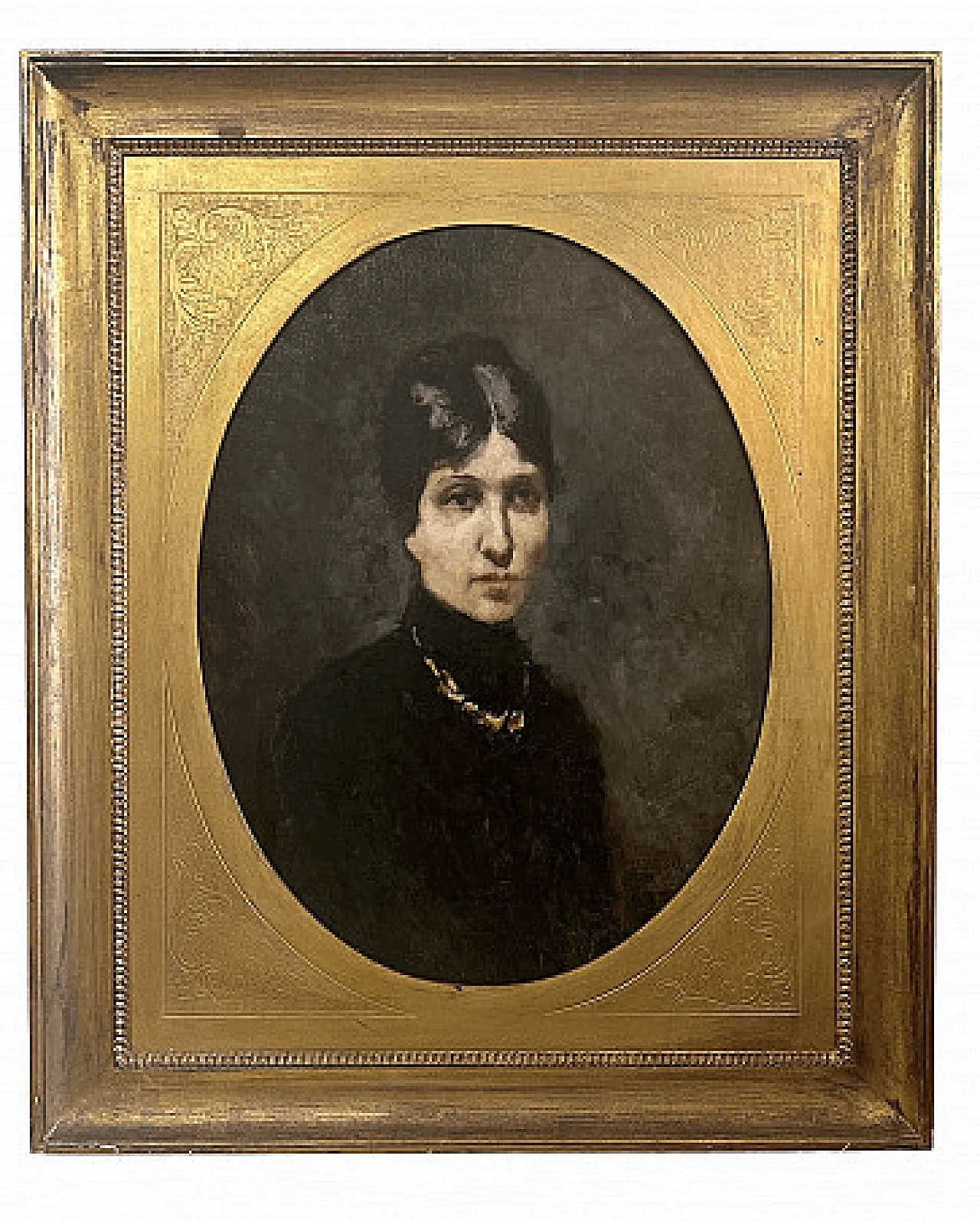 Uberto Dell'Orto, female portrait, oil painting on canvas, 19th century 7
