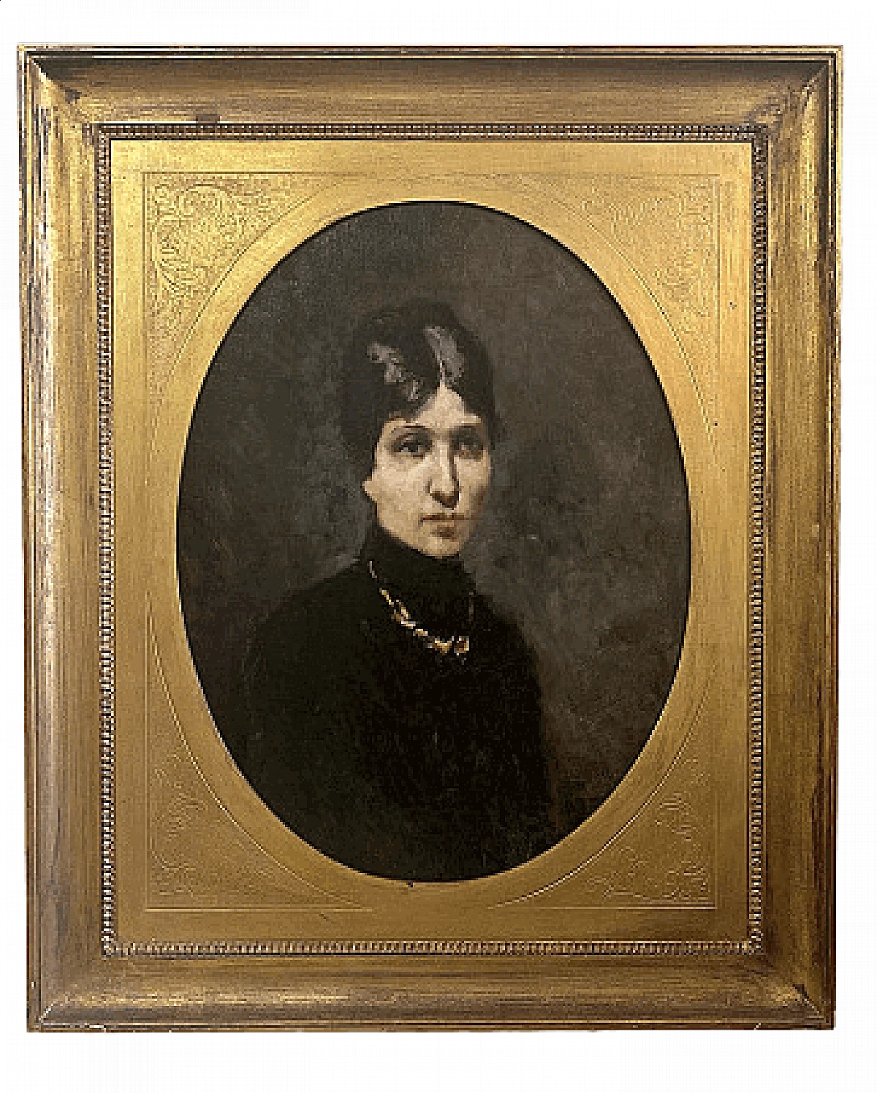 Uberto Dell'Orto, female portrait, oil painting on canvas, 19th century 8