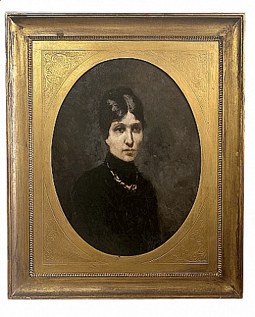 Uberto Dell'Orto, female portrait, oil painting on canvas, 19th century