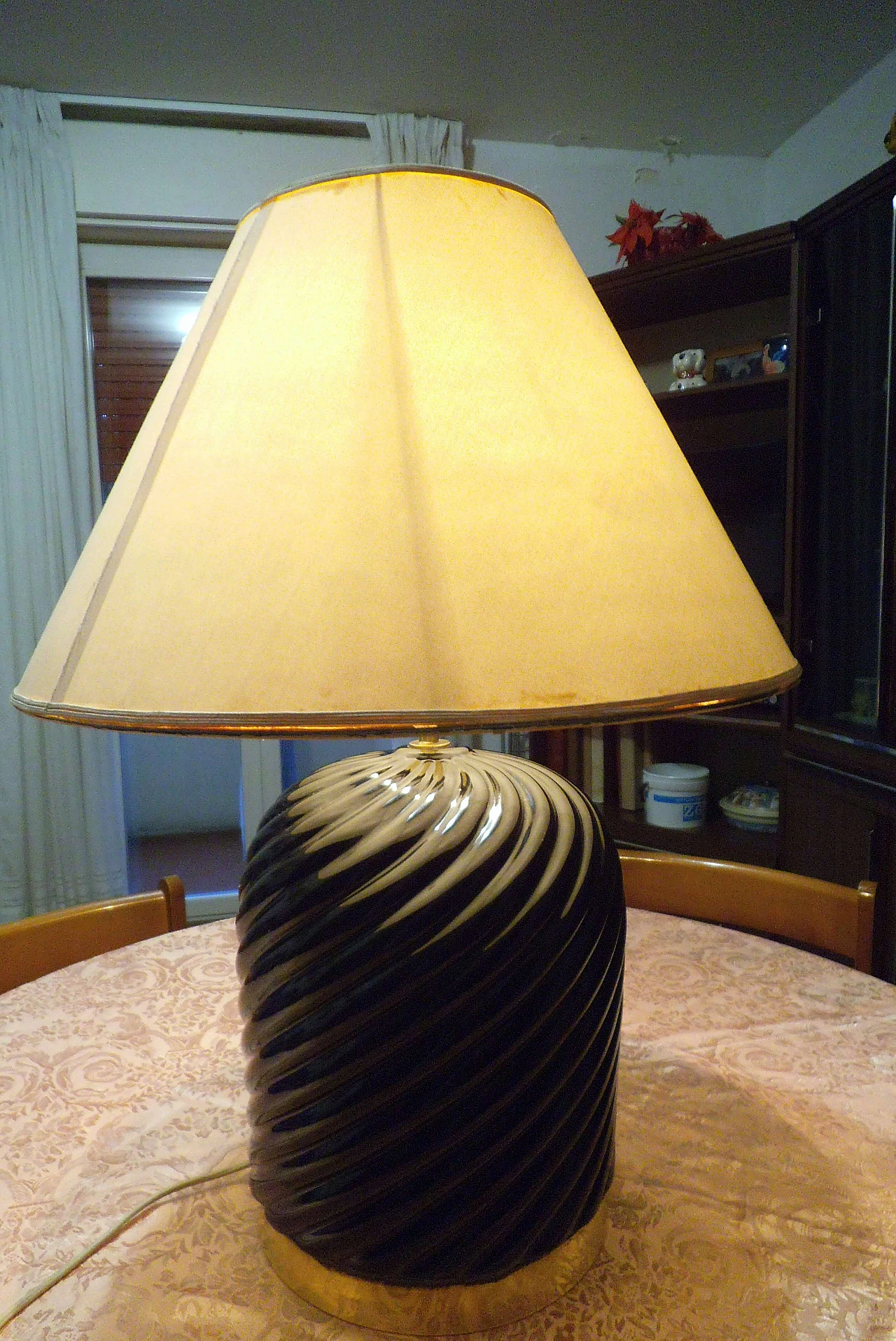 Torchon ceramic table lamp by Tommaso Barbi, 1970s 1