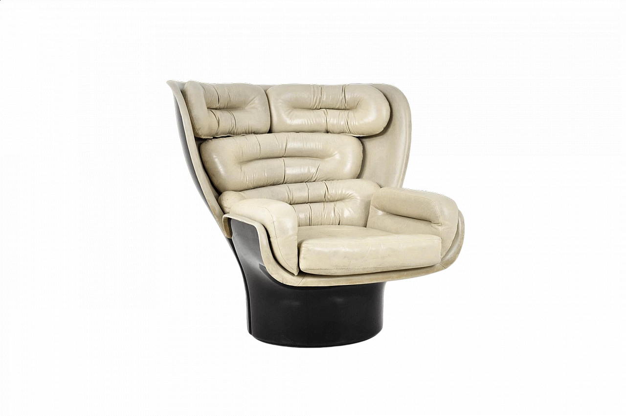 Elda beige leather armchair by Joe Colombo for Comfort, 1960s 10