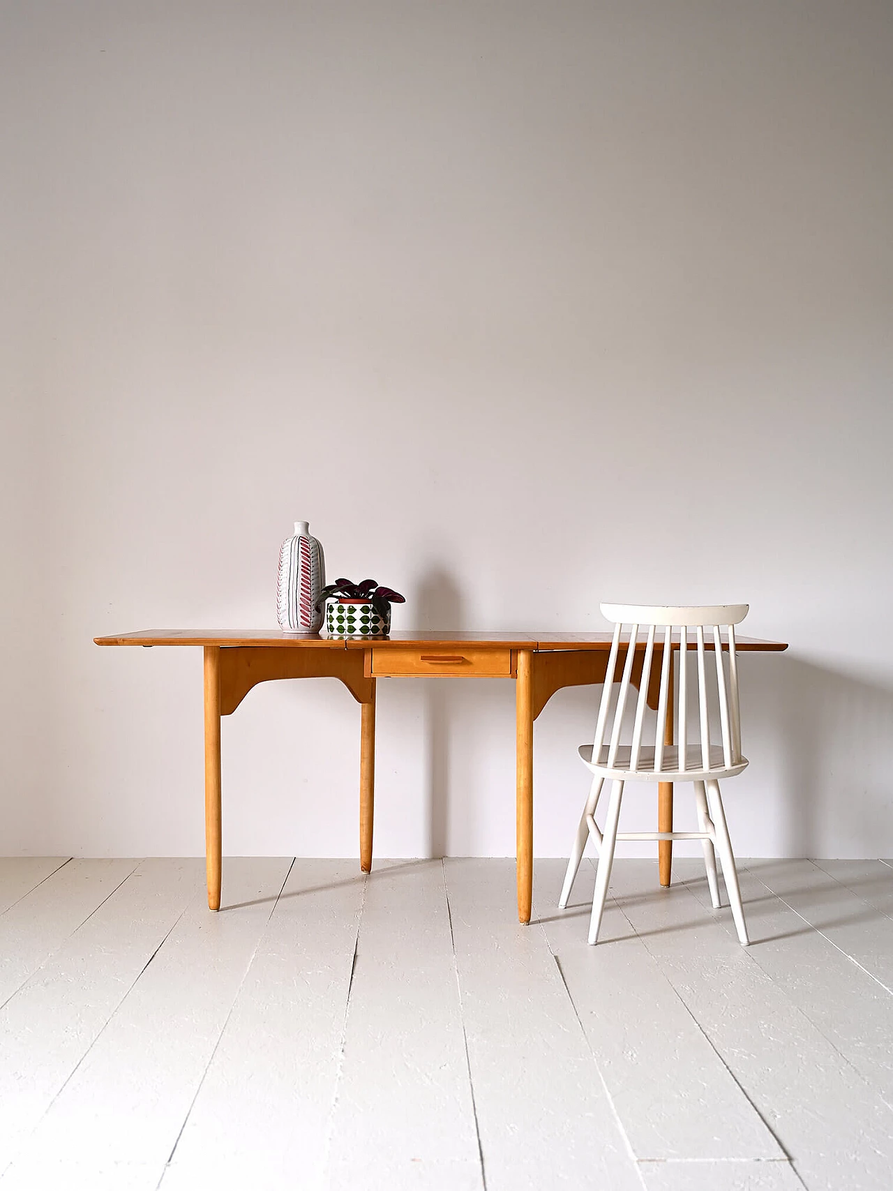 Scandinavian teak and birch extendable table, 1960s 1