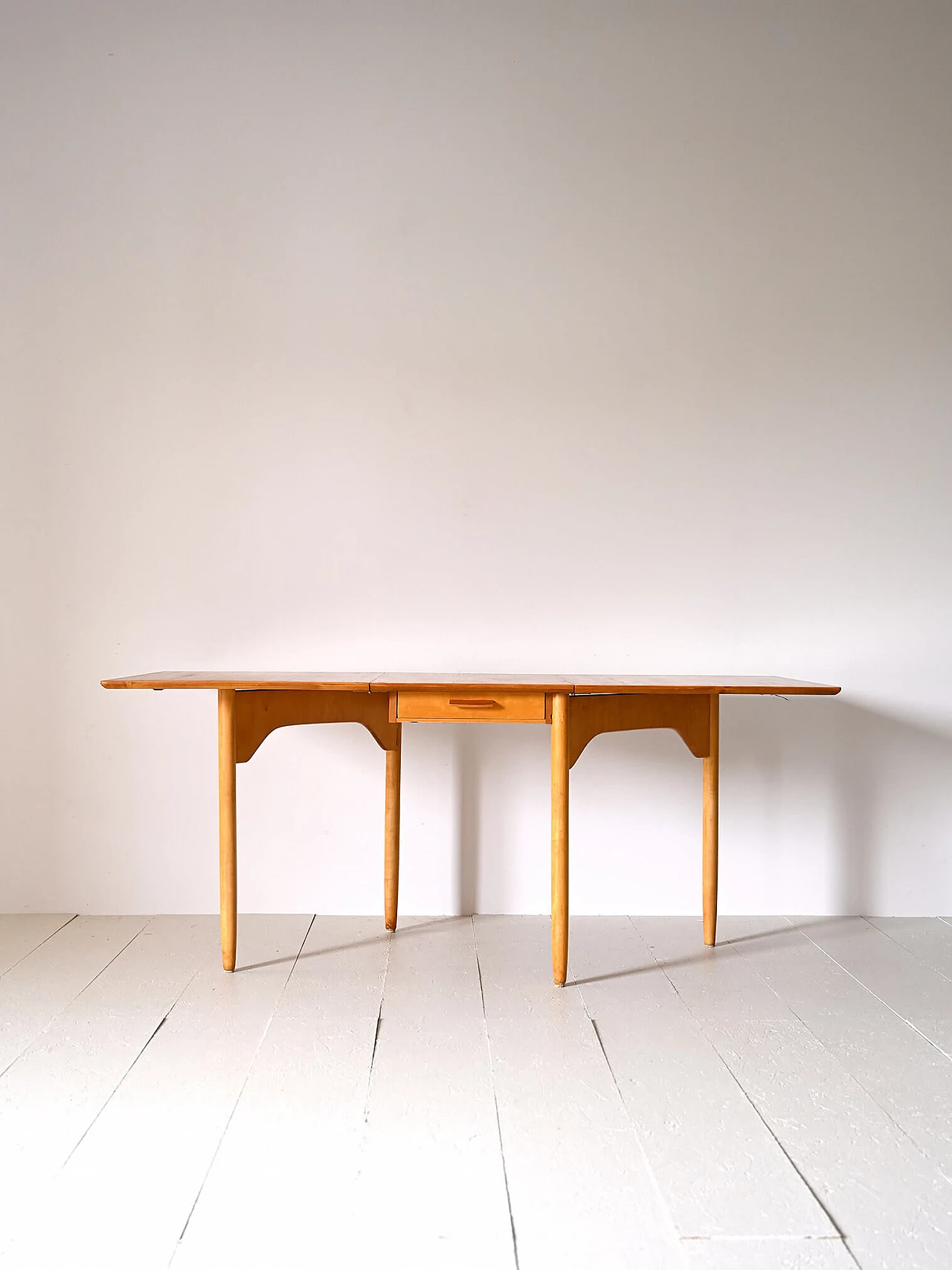 Scandinavian teak and birch extendable table, 1960s 2