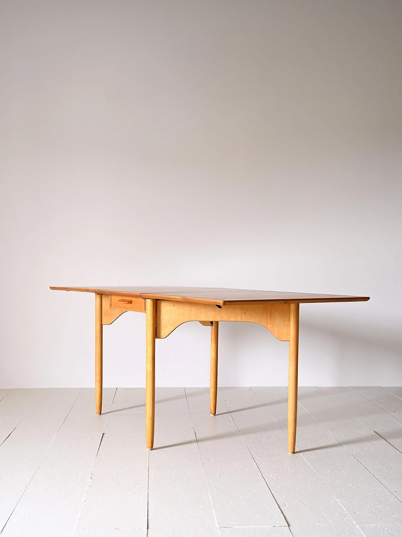Scandinavian teak and birch extendable table, 1960s 3