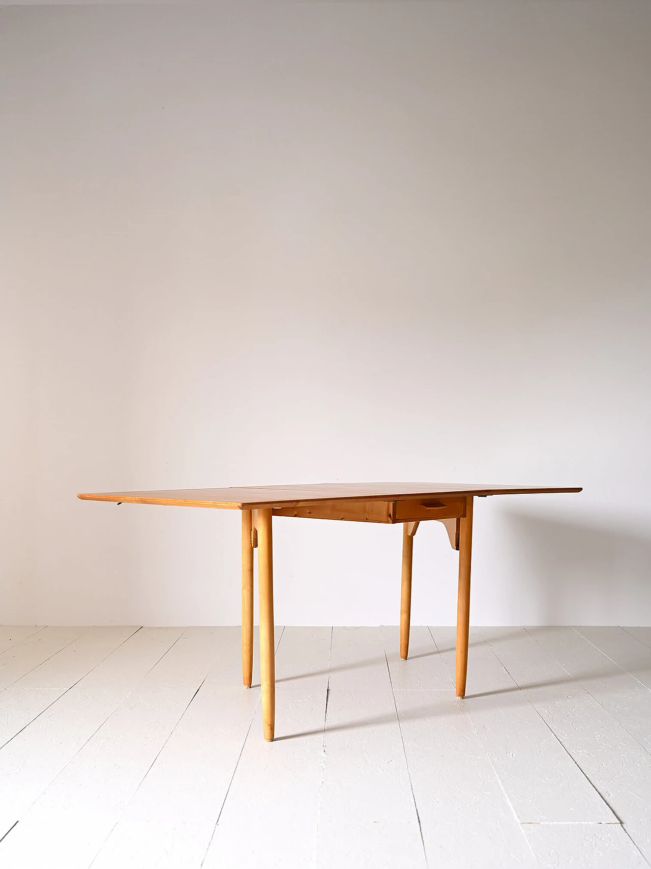 Scandinavian teak and birch extendable table, 1960s 4