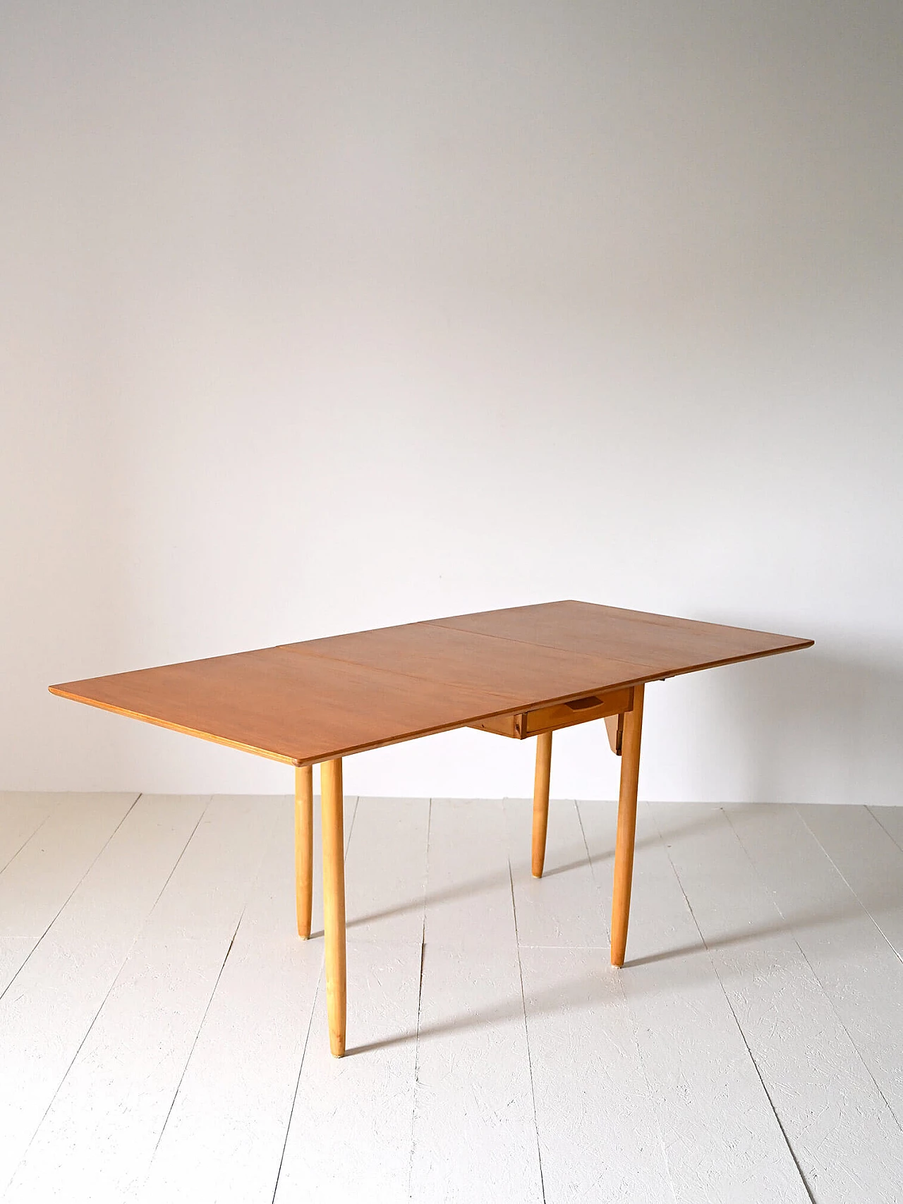 Scandinavian teak and birch extendable table, 1960s 5