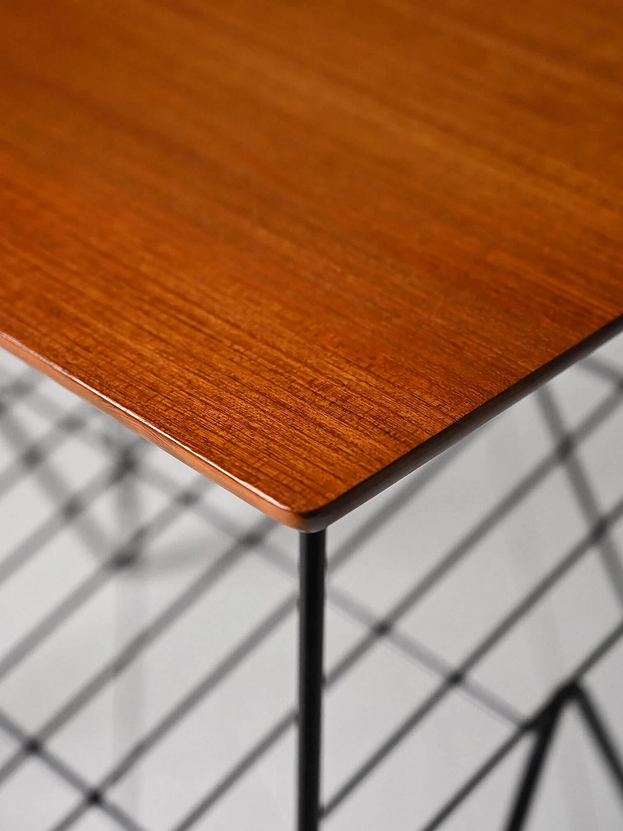 Pair of Swedish black metal and teak coffee tables, 1960s 7