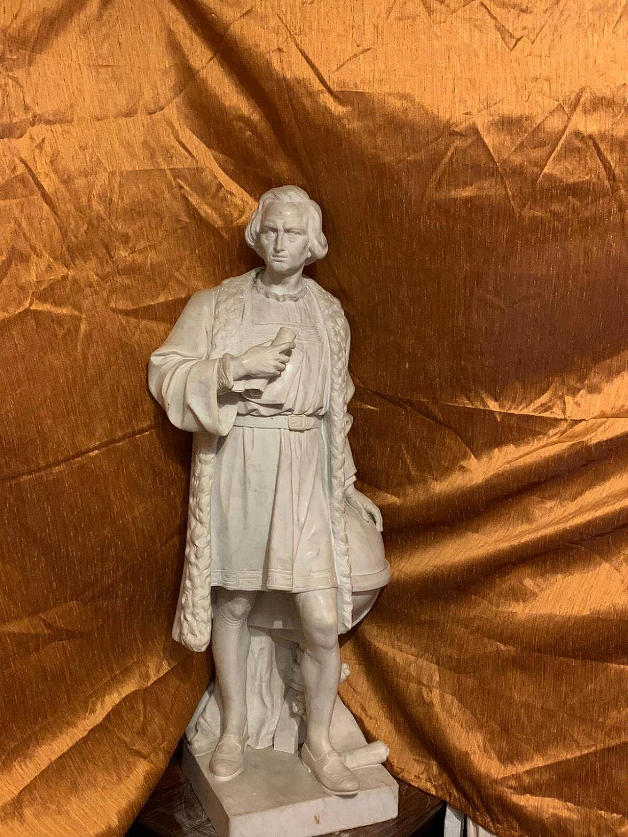 Scultura in marmo raffigurante Cristoforo Colombo, inizio '900 1
