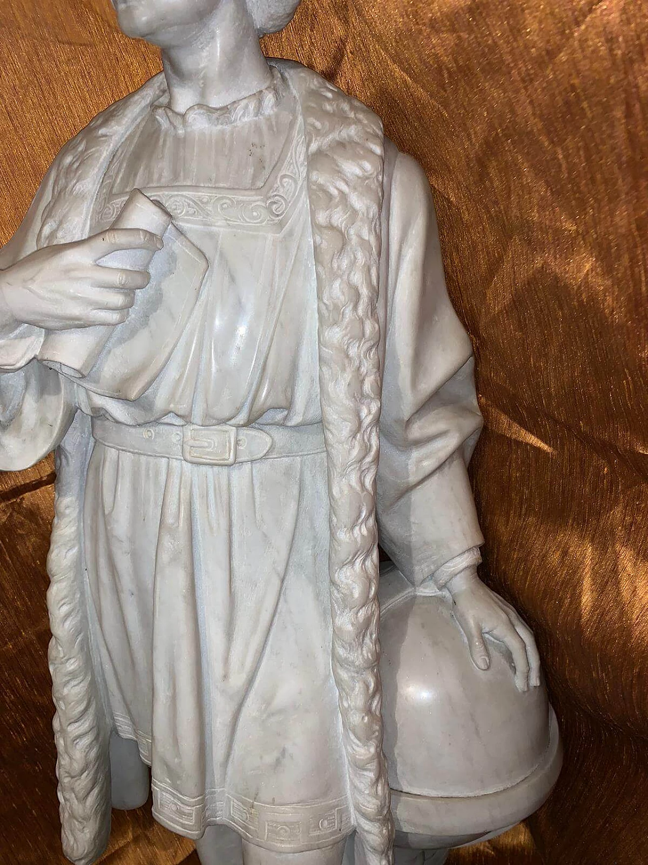 Scultura in marmo raffigurante Cristoforo Colombo, inizio '900 5
