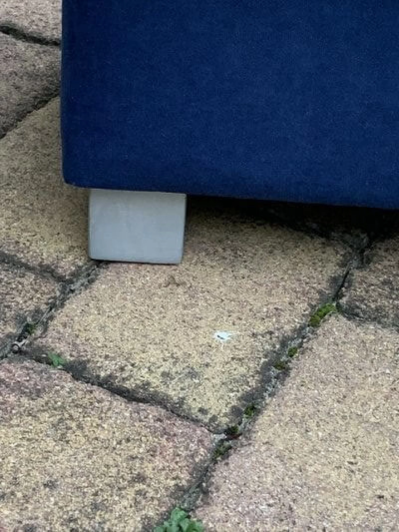 Poggiapiedi in tessuto blu, anni '50 4