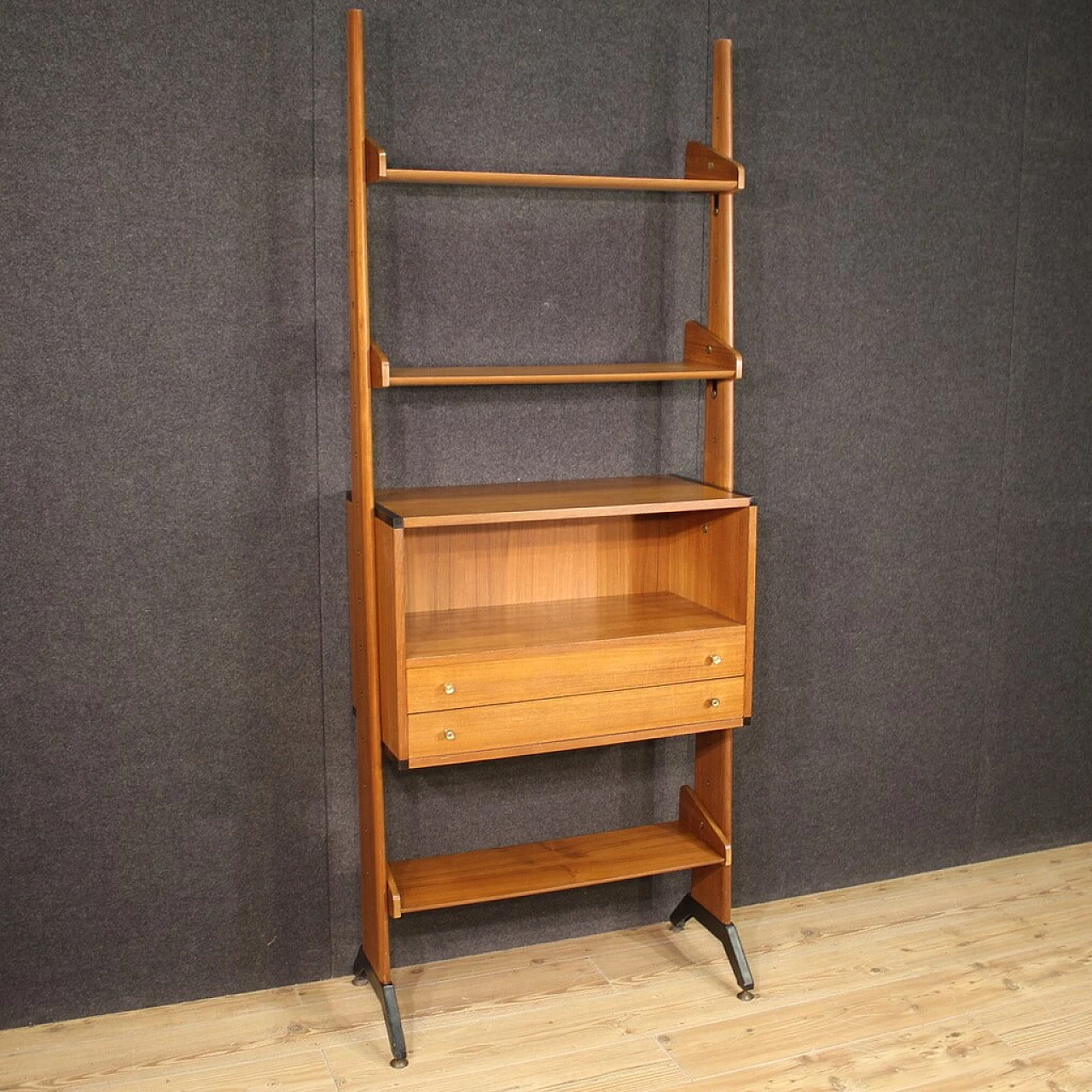 Teak and metal bookcase by AV Arredamenti Contemporanei, 1970s 1