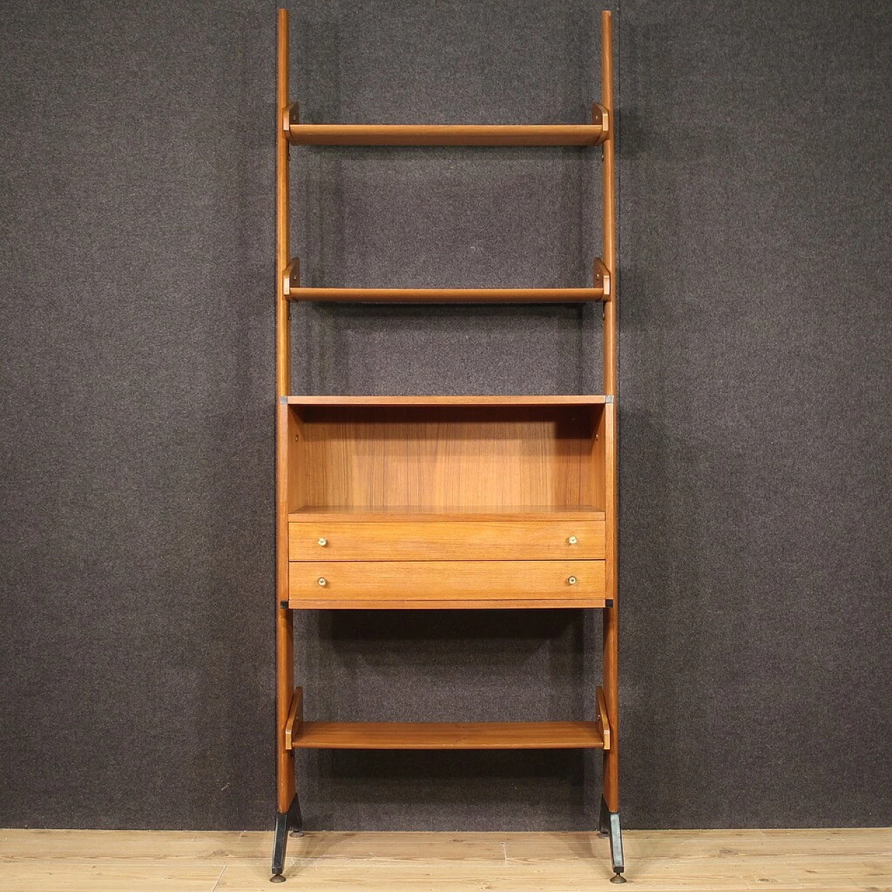 Teak and metal bookcase by AV Arredamenti Contemporanei, 1970s 3