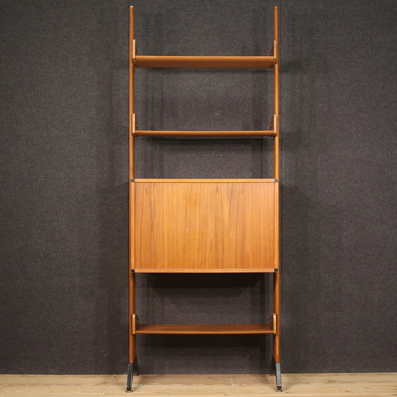 Teak and metal bookcase by AV Arredamenti Contemporanei, 1970s 8