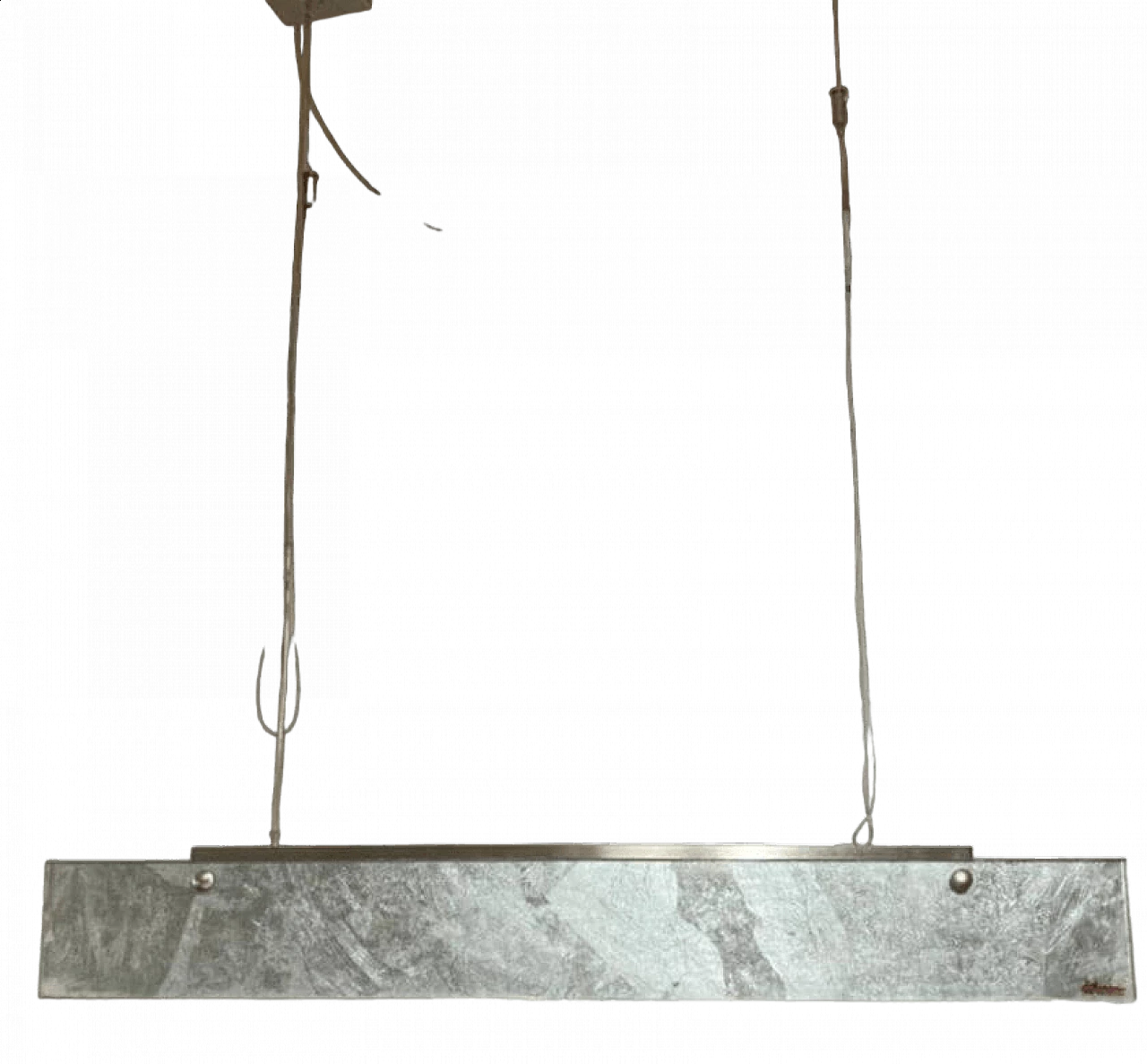 Lampada a sospensione in vetro di Murano e metallo di La Luce, anni '90 13