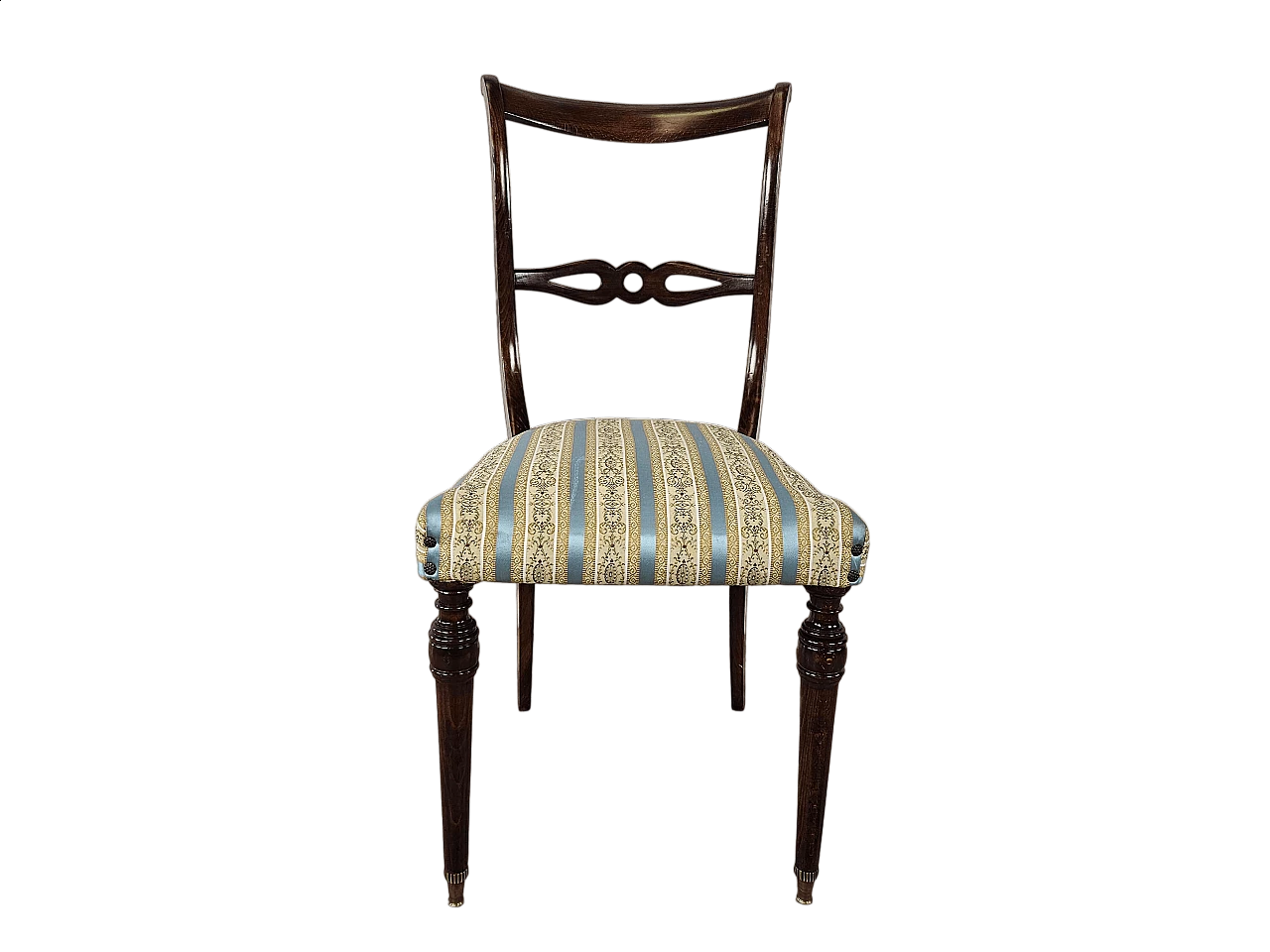 Walnut chair with upholstered seat in English-style, 1960s 14