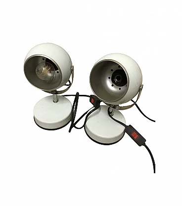 Coppia di lampade Eyeball in metallo laccato di Veneta Lumi, anni '70