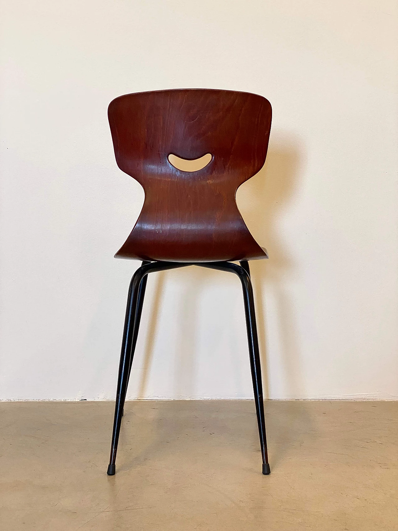 6 Pagholz chairs in curved plywood and metal, 1960s 2
