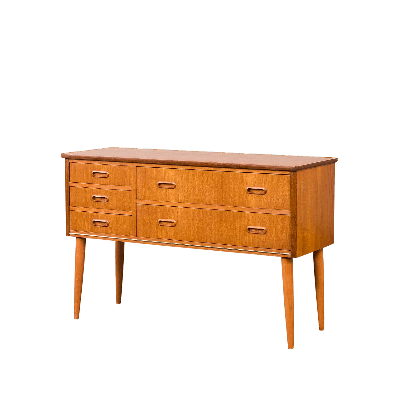 Danish teak chest of drawers with five drawers, 1950s 12