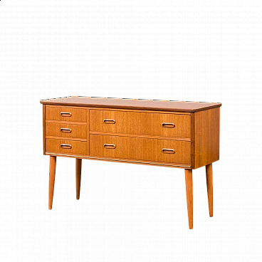 Danish teak chest of drawers with five drawers, 1950s