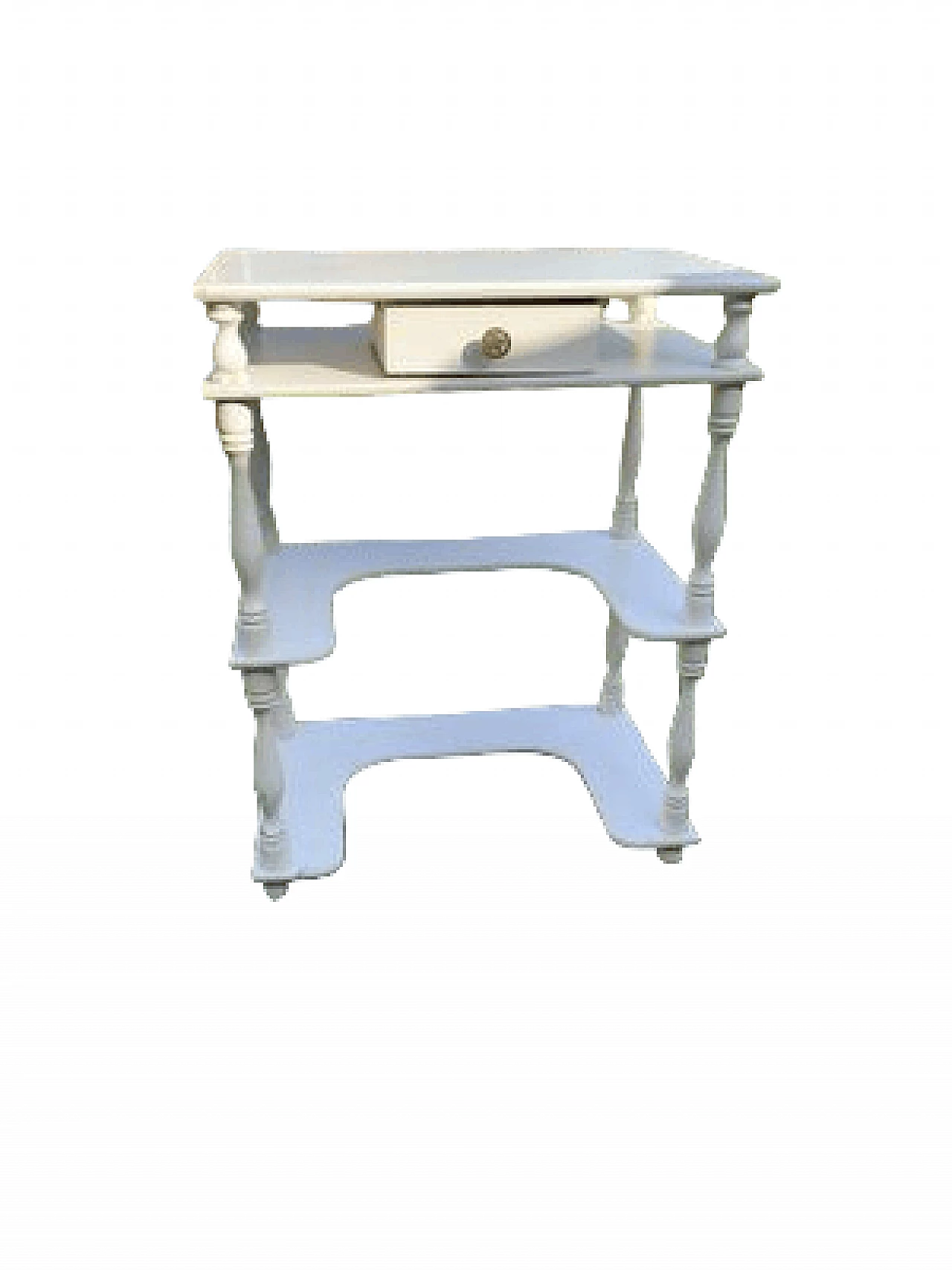 Tavolino ungherese in legno bianco con cassetto, anni '60 6