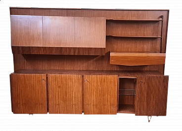 Rosewood and maple wall unit with grisaille details, 1950s